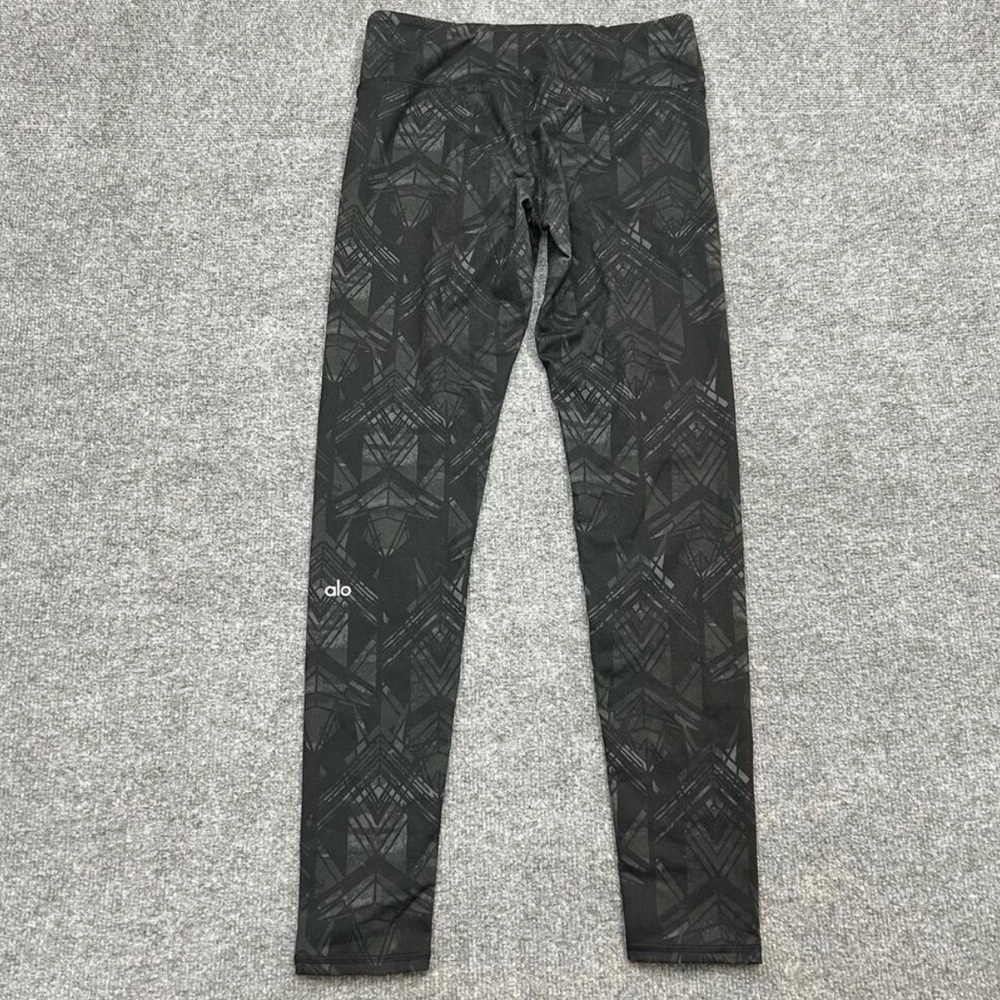 Alo Yoga Leggings Womens Small Black Geometric Print High Rise Activewear Gym